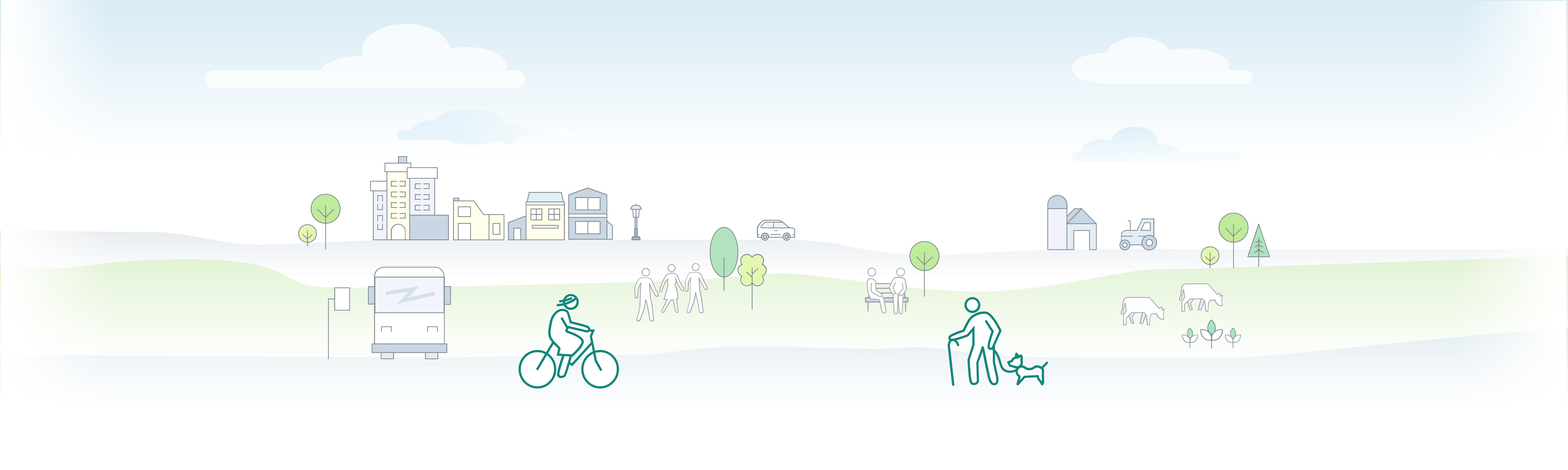 Keyvisual Impulsgeber - Landschaft mit Natur und Bewegungsmöglichkeiten